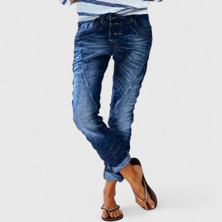 Zara | Women's Distressed Straight Leg Jeans
