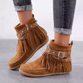 Zarina | Women's Fringe Flat Ankle Boots