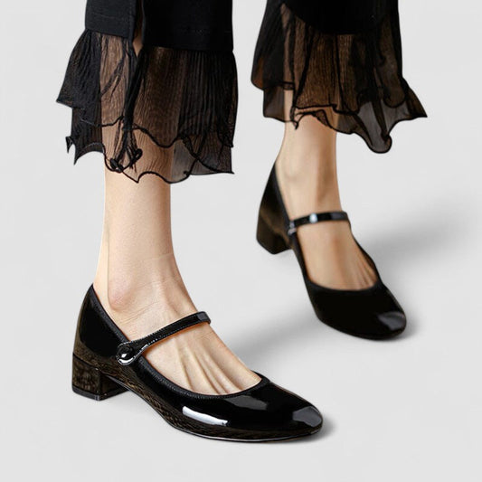 Zinnia | Women's Black Mary Jane Block Heel Shoes
