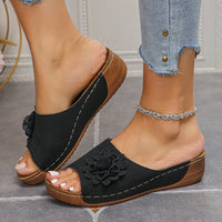 Zinnia | Women's Floral Wedge Slide Sandals