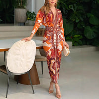 Zivah | Women's Printed Long Sleeve Bodycon Midi Dress