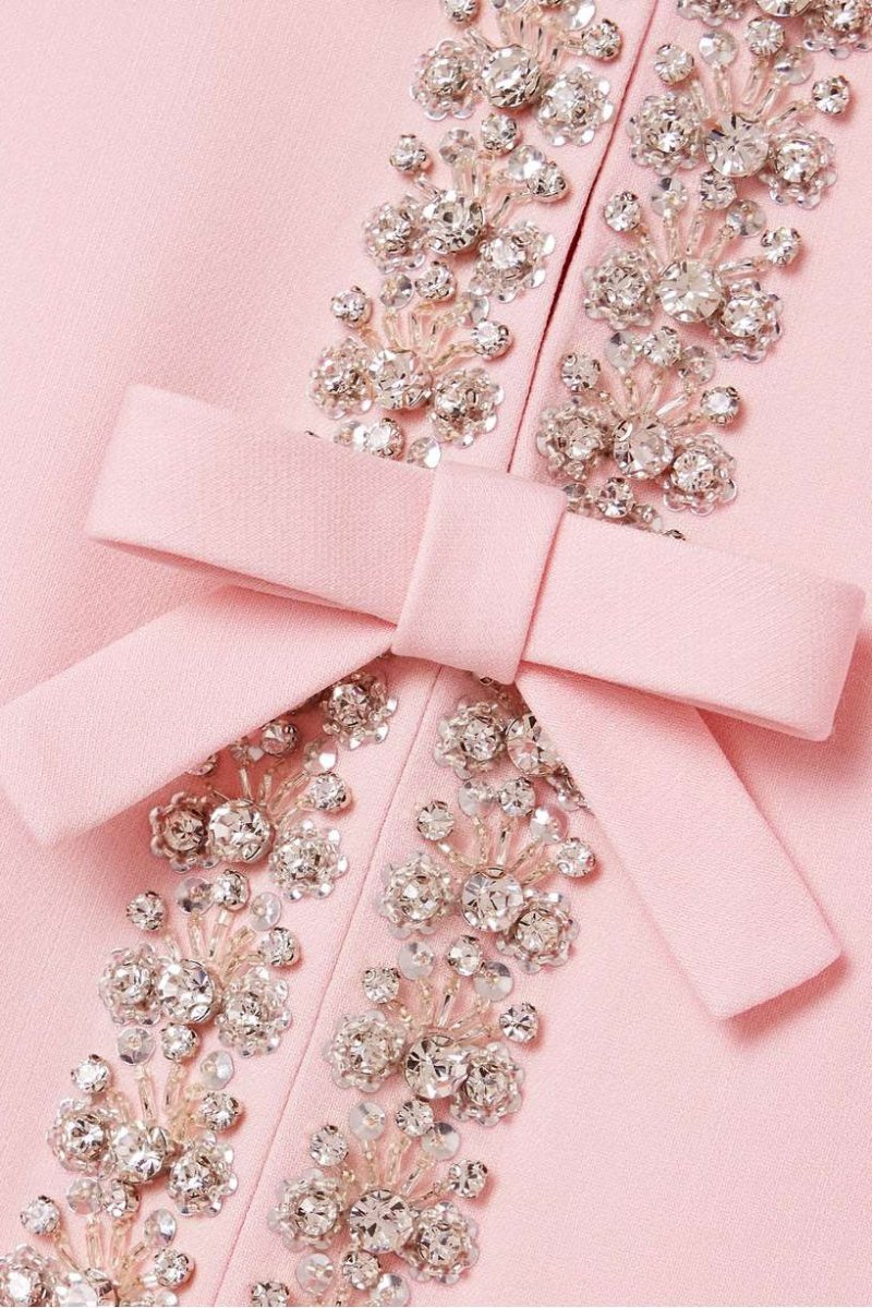 Isla - Bow with Crystal Embellished Midi Dress