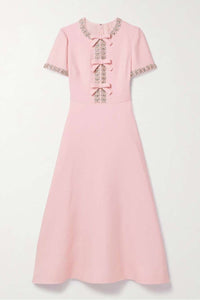 Isla - Bow with Crystal Embellished Midi Dress