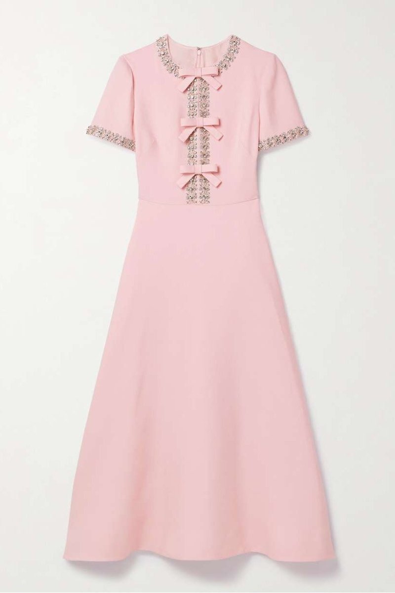Isla - Bow with Crystal Embellished Midi Dress