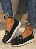 Zora | Women's Chain Detail Black Slip-On Loafers