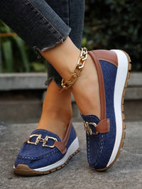 Zora | Women's Chain Detail Black Slip-On Loafers