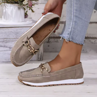 Zora | Women's Chain Detail Black Slip-On Loafers