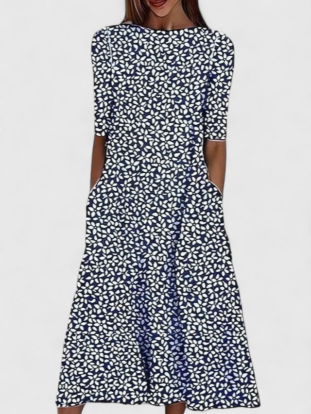 Karelieth | Sophisticated Midi Dress Dark Blue